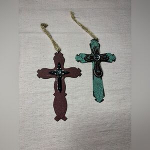 2 Elegant Crackle Crosses Home Wall Decor EPC See photos for size references!